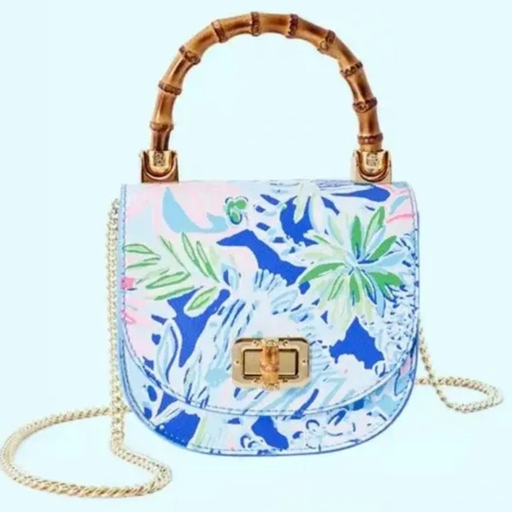 Lilly Pulitzer Leilani Bamboo Handle Purse Bag- New